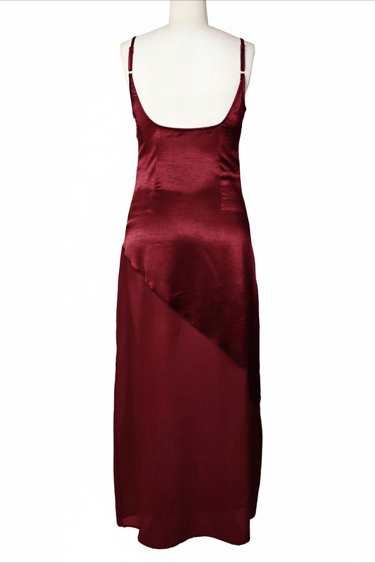 Asymmetrical Satin Sheer Maxi Dress Lavish Daily