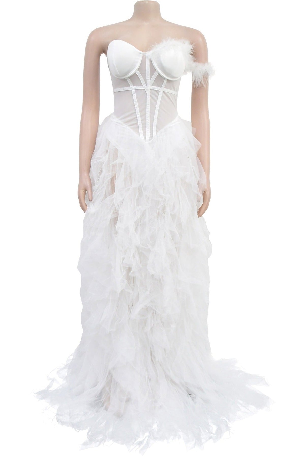 Strapless Corset Tulle Maxi Dress Lavish Daily