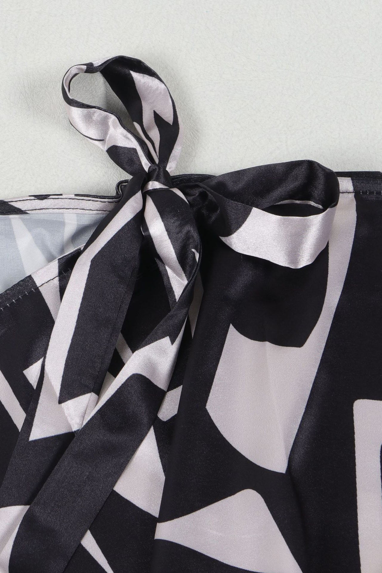 Print Belted Oblique Collar Dresses Lavish Daily