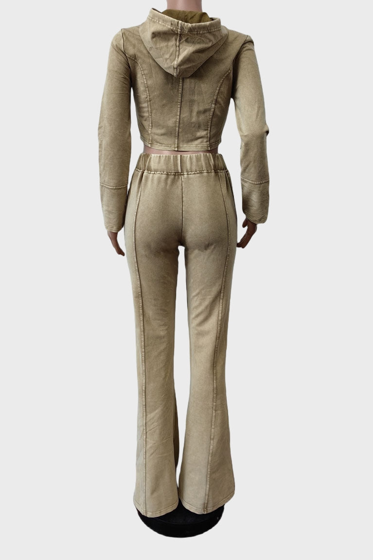 Washed Hoodie Flare Pants Set Lavish Daily