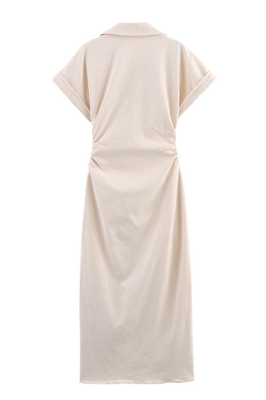 Denim Button Short Sleeve Dress Lavish Daily