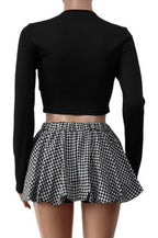 Plaid Patchwork O Neck Long Sleeve Set Lavish Daily