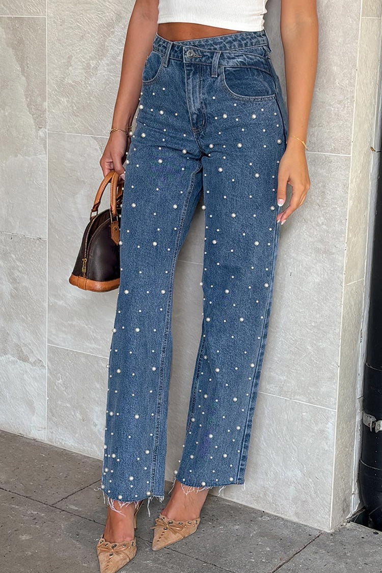 Pearl Mix Straight Leg Jeans Lavish Daily