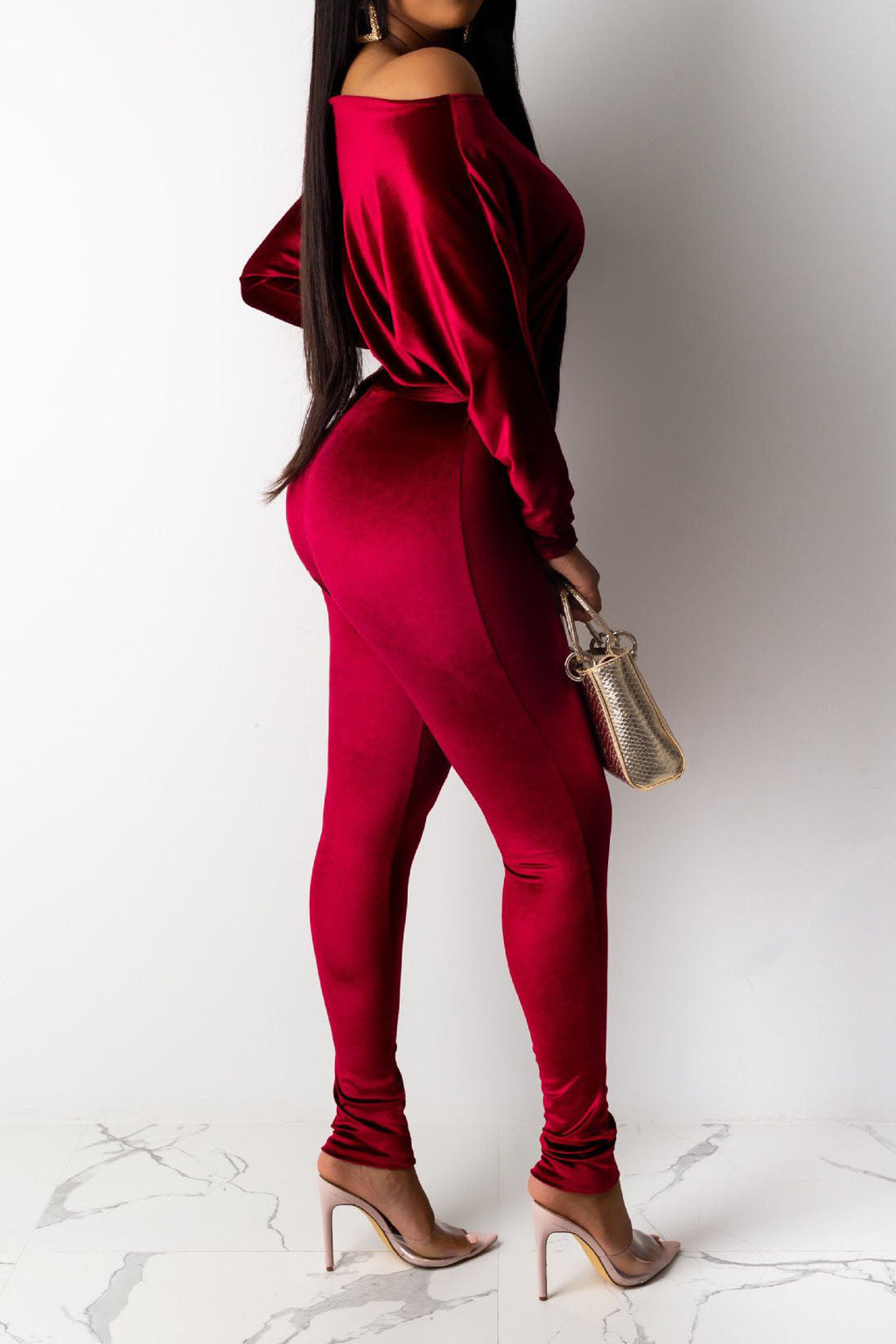 Velvet One Shoulder Jumpsuit Lavish Daily