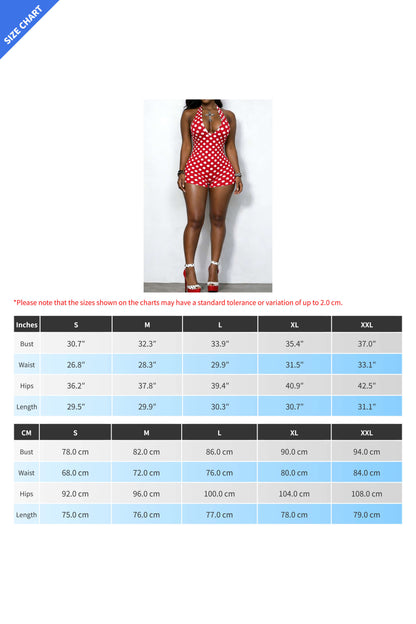 Polka Dot Halter Bodycon Romper Lavish Daily