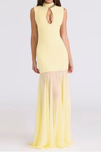 Sleeveless Cutout Chiffon Patchwork Maxi Dress Lavish Daily