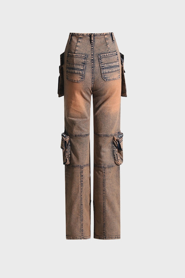 Denim Utility Cargo Jeans Lavish Daily