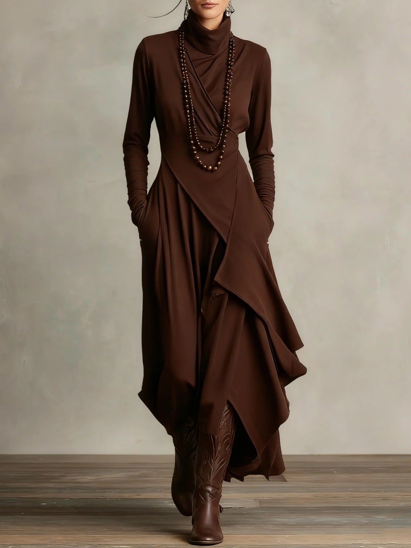 Bohemian Turtleneck Maxi Dress LavishDaily