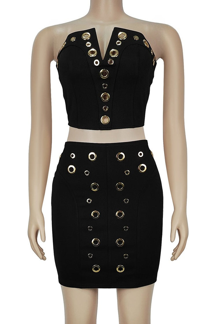 Strapless Eyelet Two Piece Skirt Set Lavish Daily