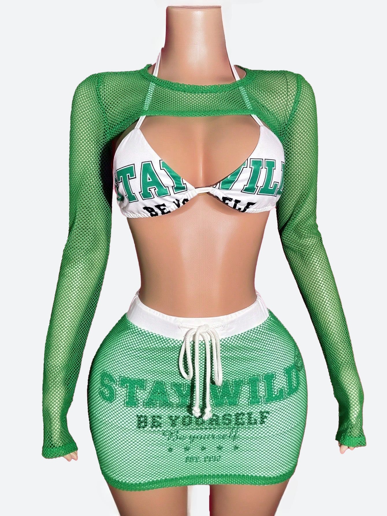 Mesh Lined Printed Patchwork 3-Piece Bikini Set Lavish Daily