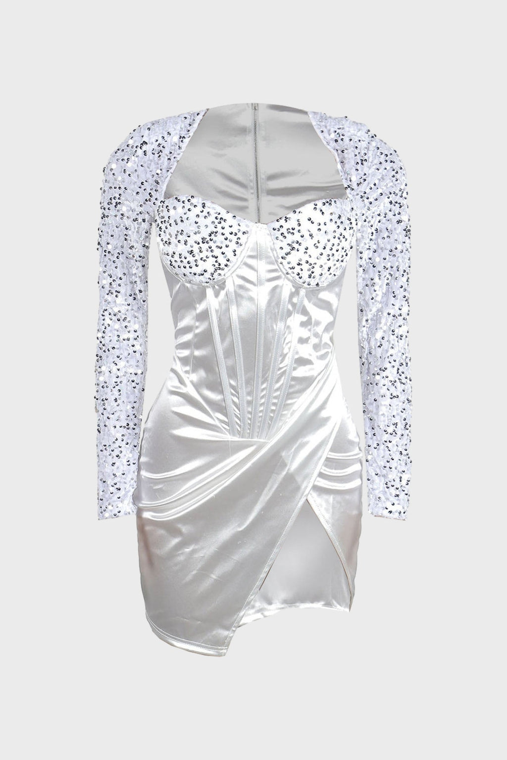 Split Square Cut Collar Stretch Sequin Dress Lavish Daily