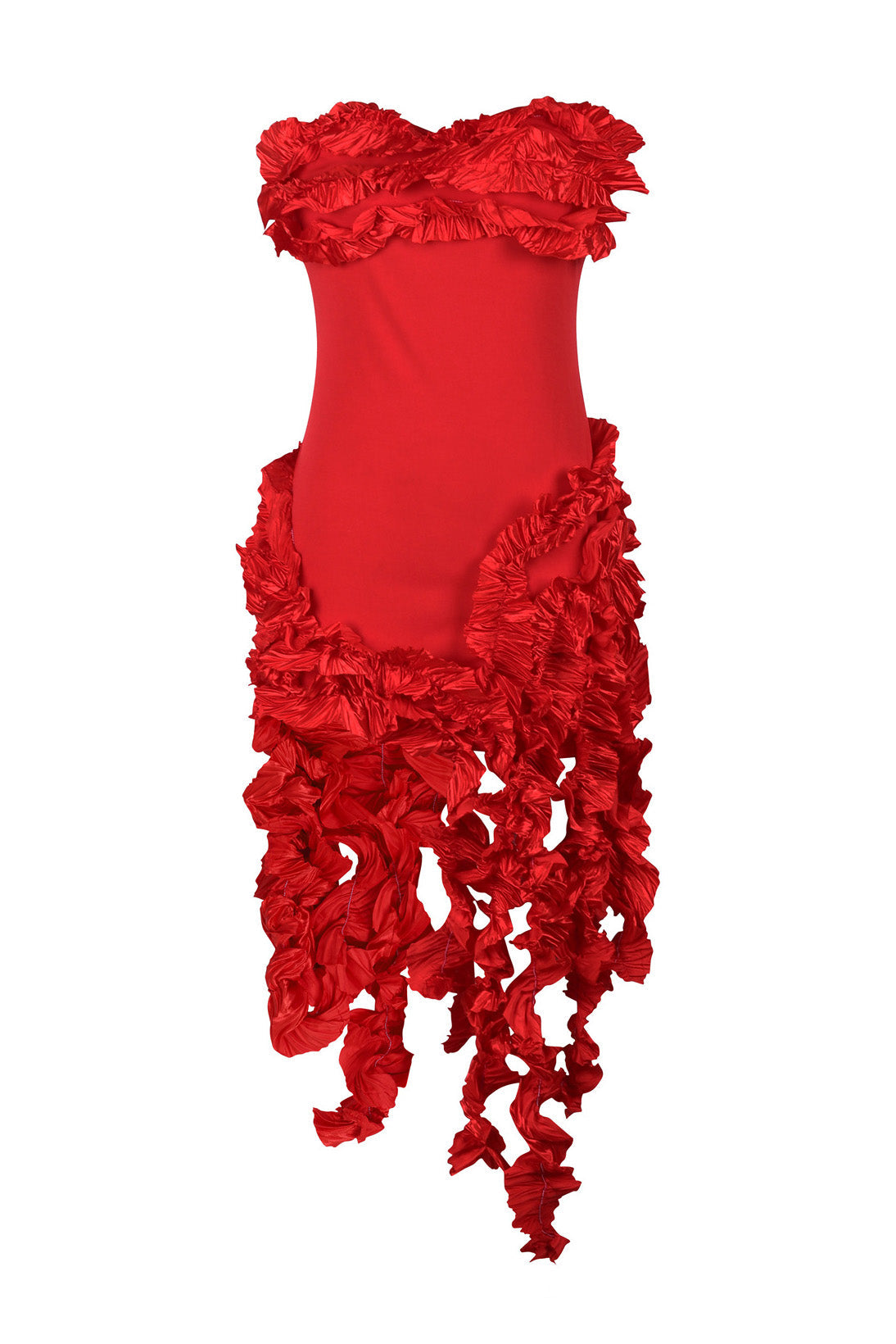 Strapless 3D Ruffle Asymmetrical Dress Lavish Daily