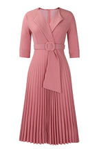 Pleated A-Line Blazer Midi Dress with Belt Lavish Daily