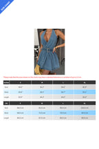 Deep-V Denim Halter Mini Dress Lavish Daily