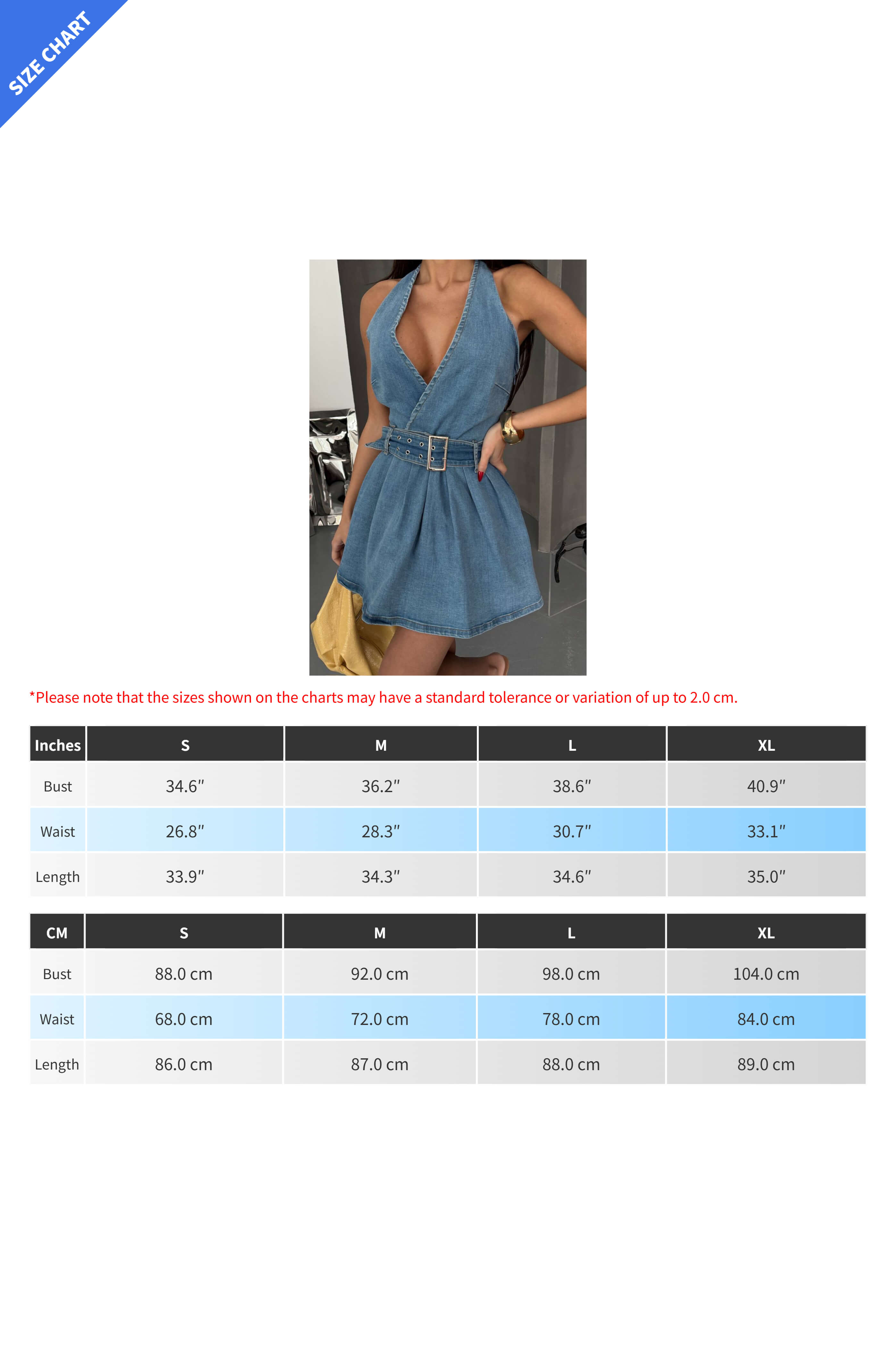 Deep-V Denim Halter Mini Dress Lavish Daily