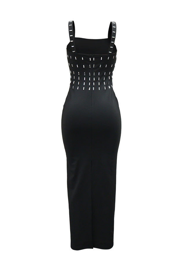 Rhinestone Embellished Strappy Maxi Dress Lavish Daily