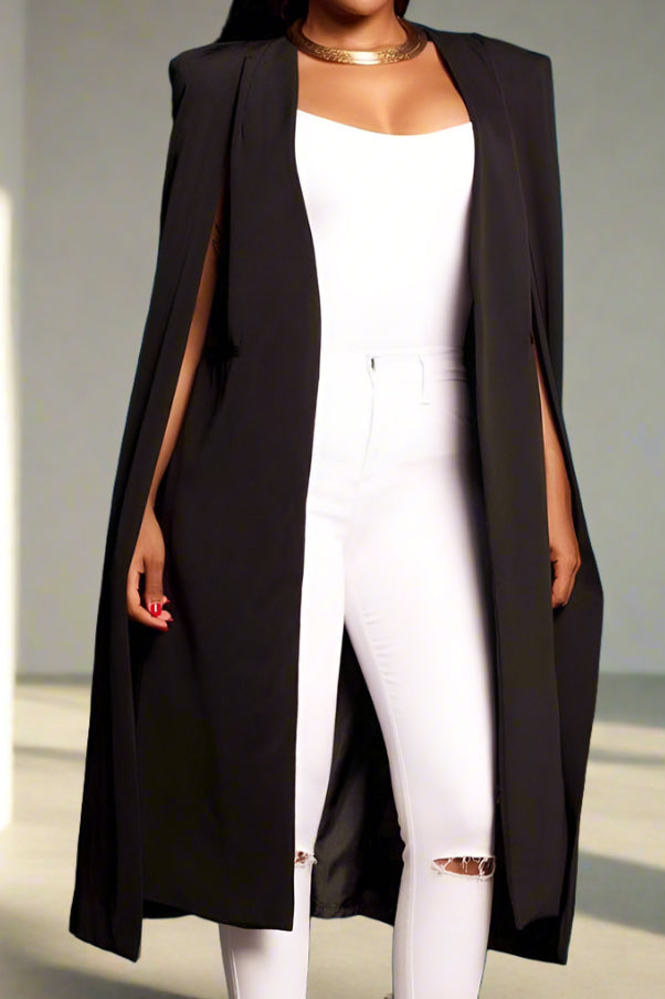 Long Sleeve Cape Blazer Lavish Daily