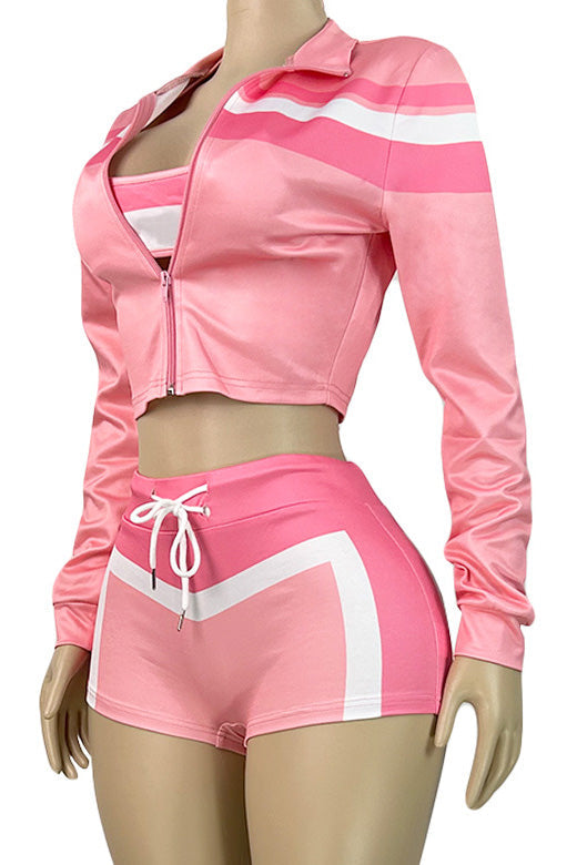 Printed Tie Front Crop Top and Shorts Set Lavish Daily