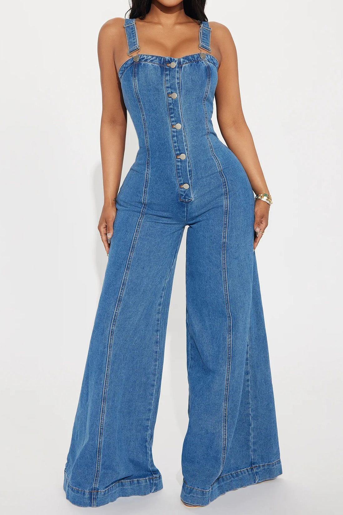 Sleeveless Denim Overall Jumpsuit LavishDaily