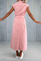 Sleeveless Denim Shirt Dress Lavish Daily