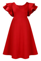 Flounce Sleeve High Waist A-Line Dress Lavish Daily