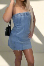 Strapless Mini Denim Dress Lavish Daily