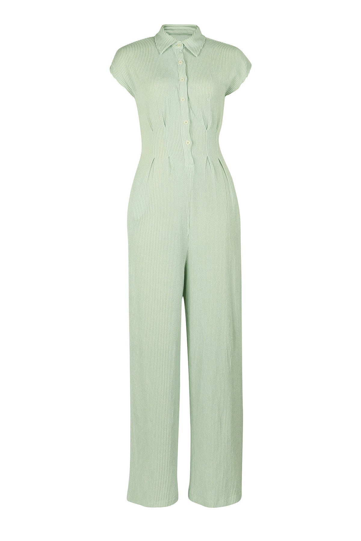 Striped Button-Up Sleeveless Jumpsuit Lavish Daily