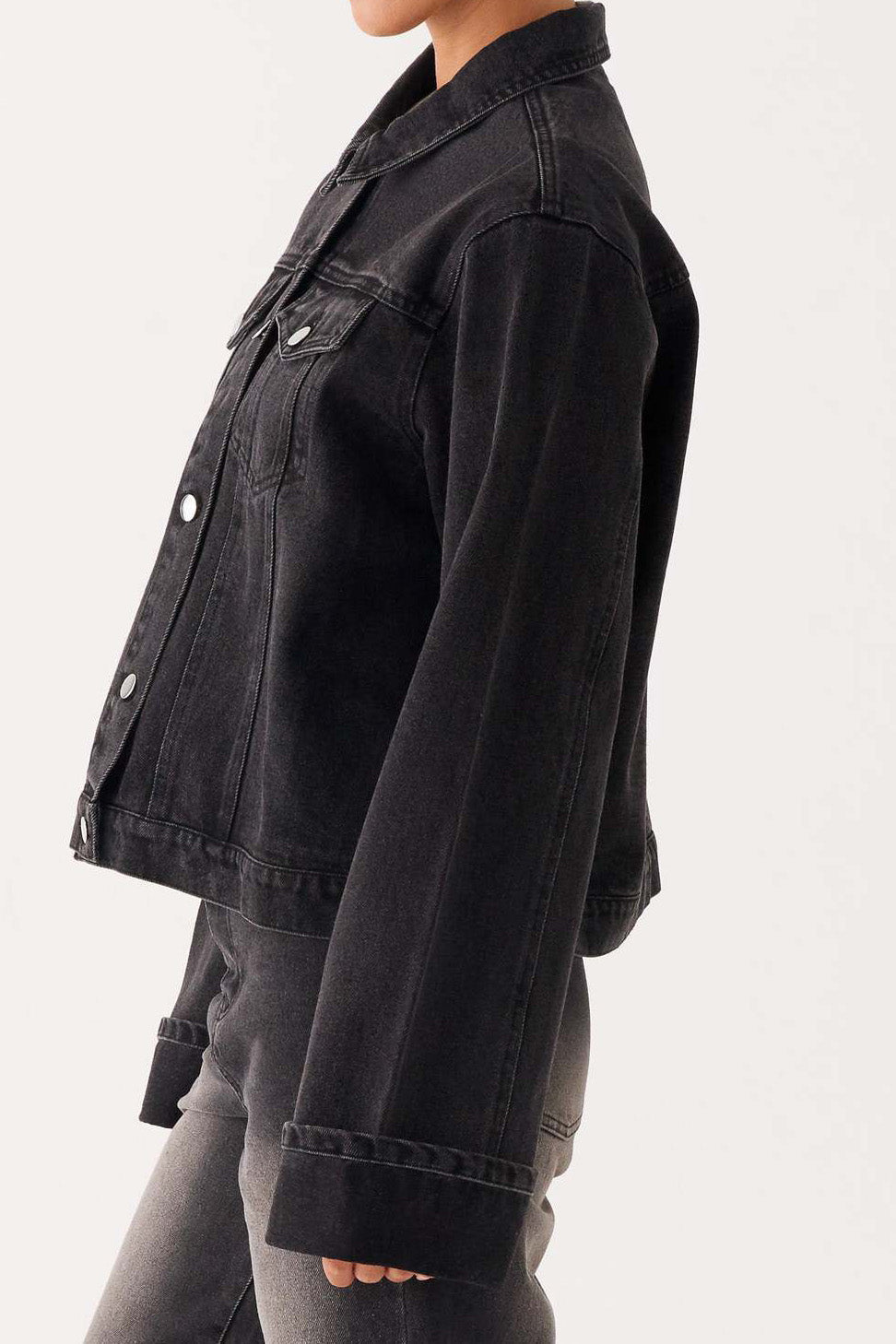 Collared Comfortable Casual Denim Jacket Lavish Daily