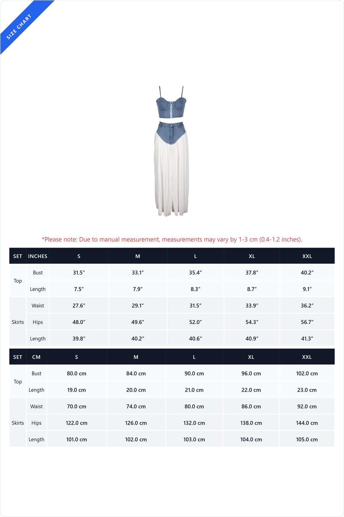 Denim Corset & Pleated Chiffon Pants Set Lavish Daily