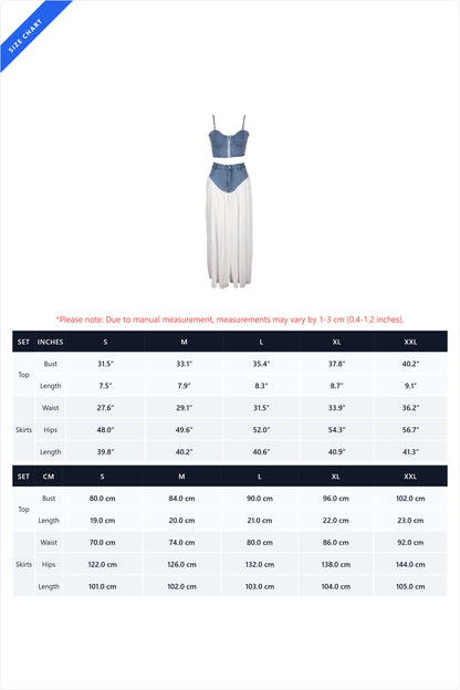 Denim Corset & Pleated Chiffon Pants Set Lavish Daily
