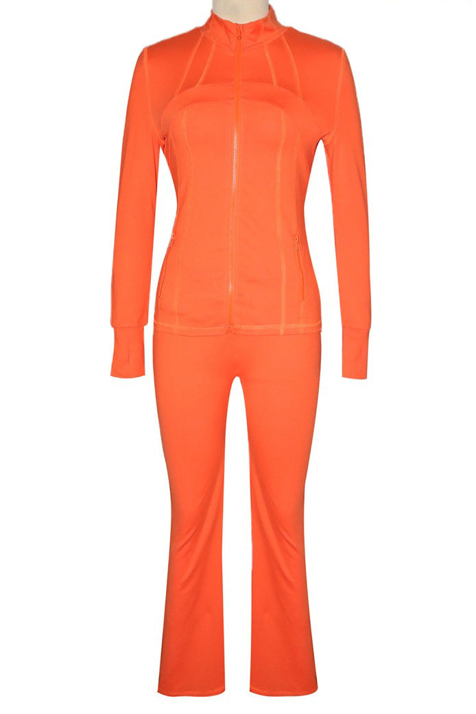 Solid Long Sleeve Zip-Up Tracksuit Lavish Daily