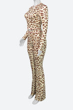 Leopard Print Zipper Jacket And Flared Pants Lavish Daily