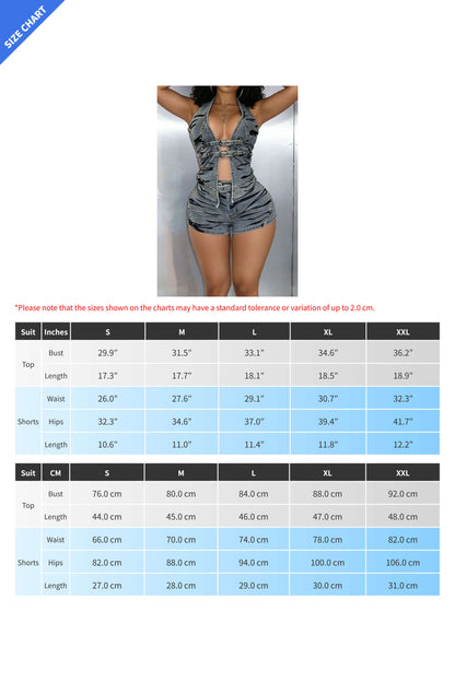 Edgy Studded Denim Halter Set Lavish Daily