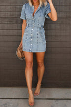 Loose Denim Short Sleeve Dress Lavish Daily