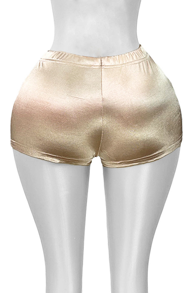 Shiny Satin Bodycon Mini Shorts Lavish Daily