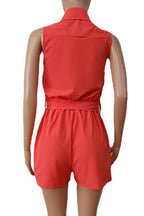 Sleeveless Tie Waist Casual Romper Lavish Daily