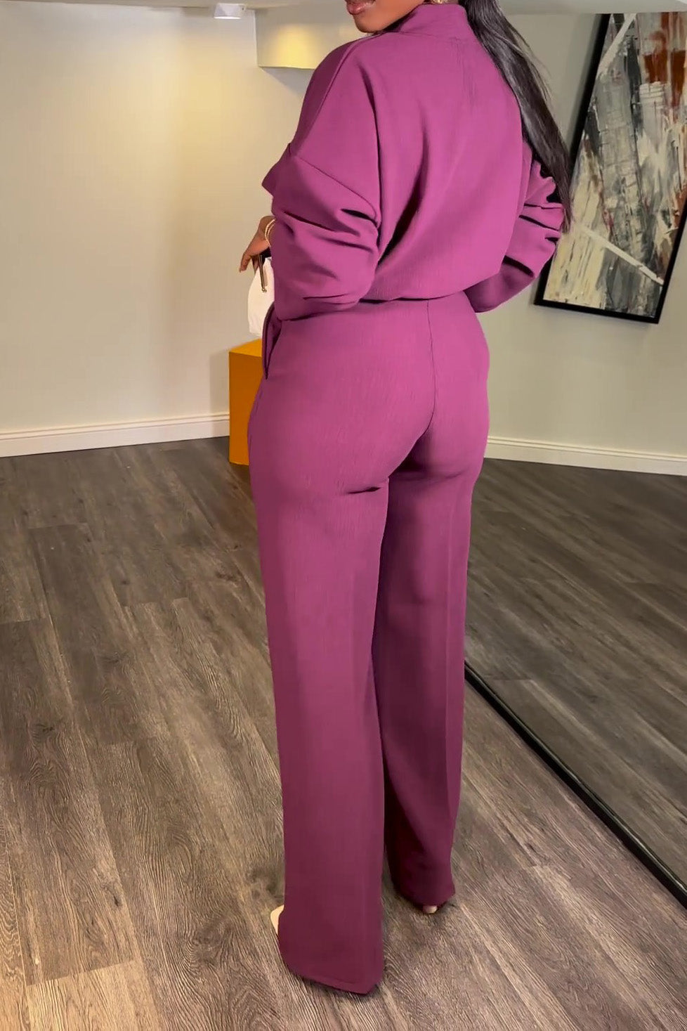 Casual V-Neck Top and Wide Leg Pants Set Lavish Daily