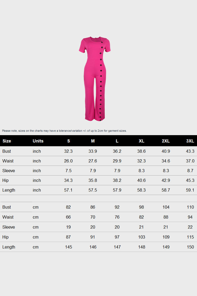 Slim Waist Button Wide Leg Jumpsuit Lavish Daily