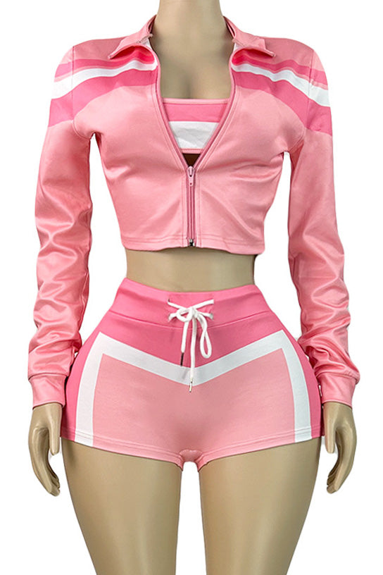 Printed Tie Front Crop Top and Shorts Set Lavish Daily