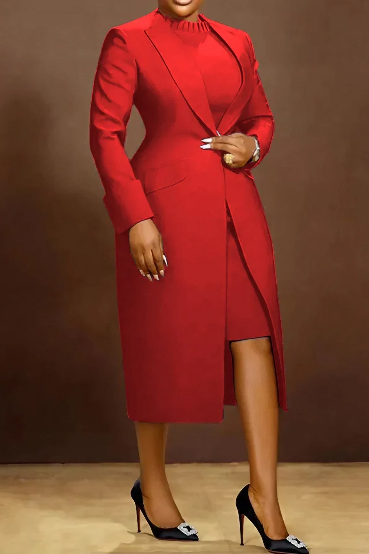 Solid Color Cardigan Long Sleeve Set Lavish Daily