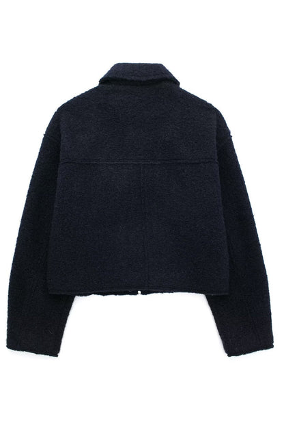 Tweed Cropped Zip Up Jacket Lavish Daily