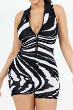 Ribbed Printed Stretch Romper Lavish Daily
