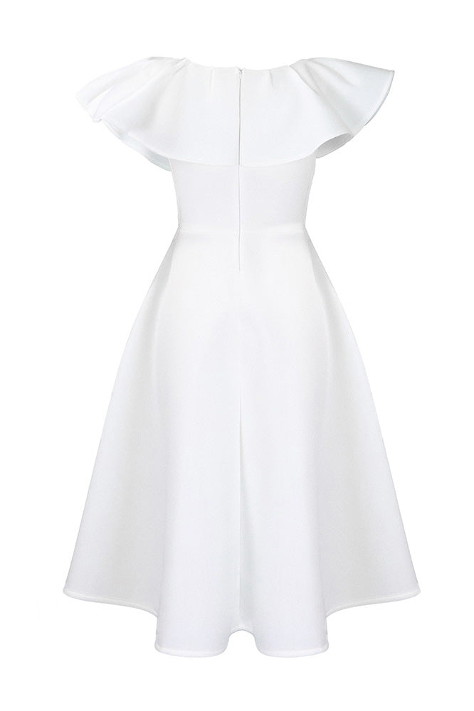 Ruffle Trim Short Sleeve A Line Dress Lavish Daily