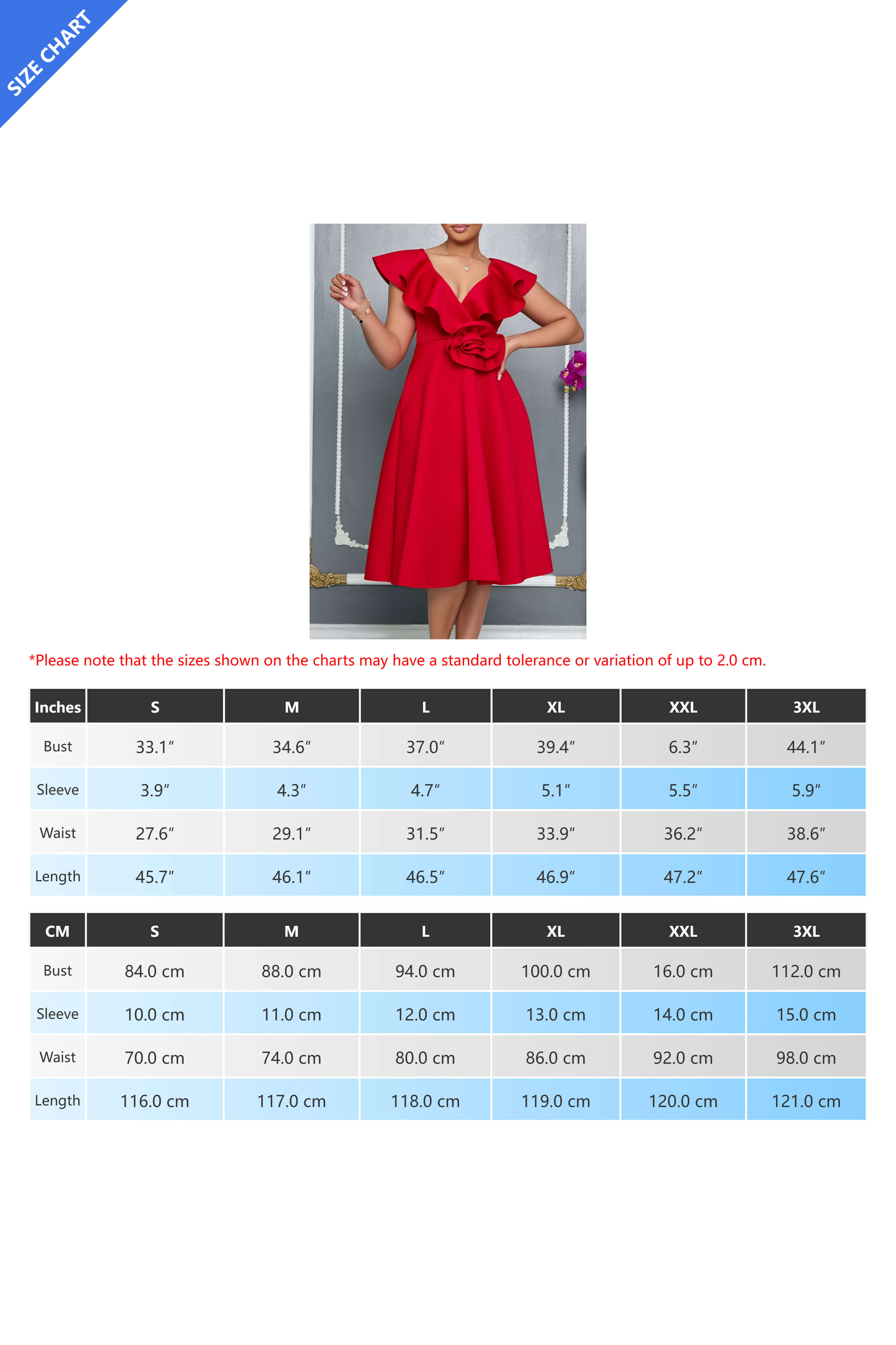 V-Neck Ruffled 3D Flower Detail Flare Midi Dress Lavish Daily