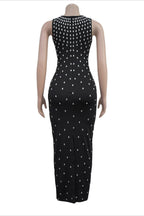 Fitted Dress With Crystal Embellishments LavishDaily
