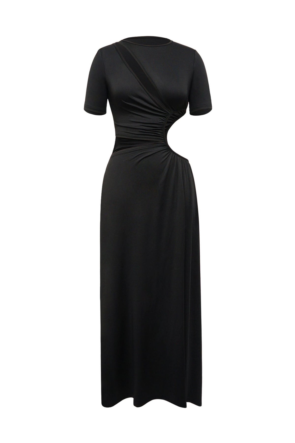 Cutout Ruched High Slit Maxi Dress Lavish Daily