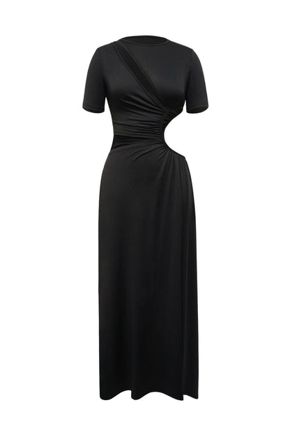 Cutout Ruched High Slit Maxi Dress Lavish Daily