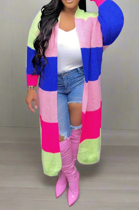 Stripe Knit Cardigan Sweater Lavish Daily