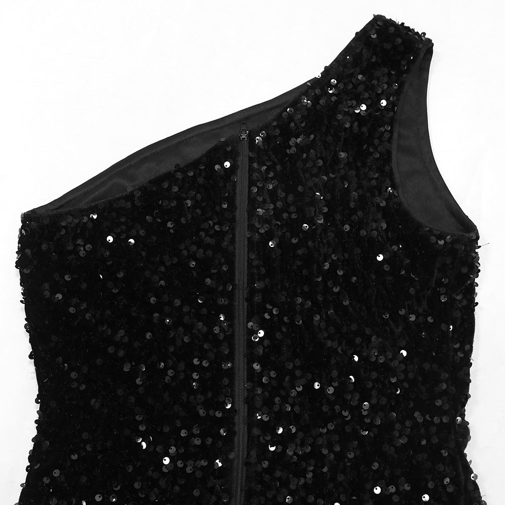 Feather Hemline Sequin Mini Dress Lavish Daily