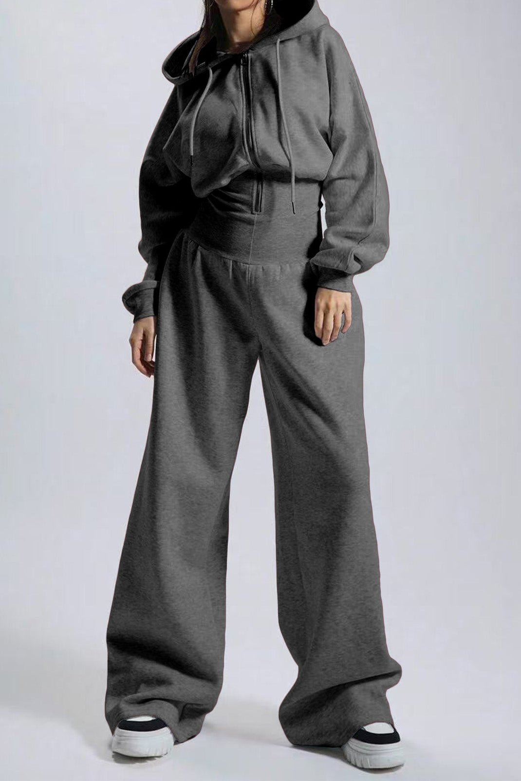 Hooded Drawstring Wide Leg Jumpsuit Lavish Daily
